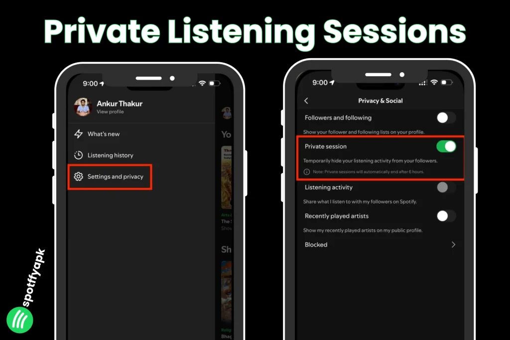 Private Listening in spotify