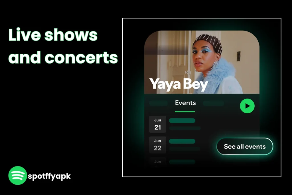 Live shows and concerts in spotify